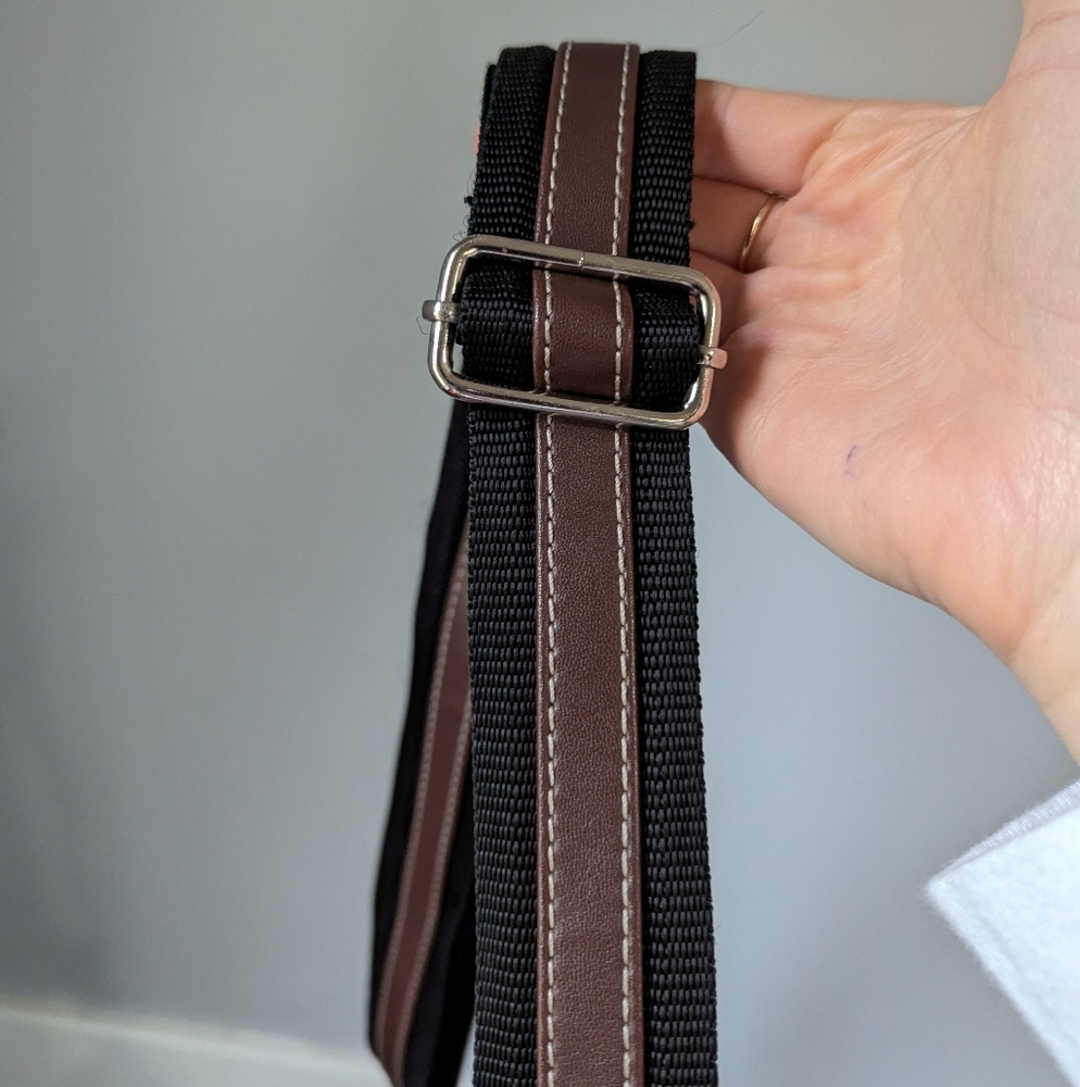 Y2K Vintage Tommy Hilfiger Wool & Leather Houndstooth Messenger Bag Brown Green - Picture 7 of 13
